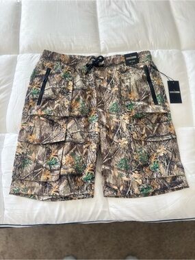 Rock Salt Flex Tech Men's Camouflage Cargo Shorts Drawstring Pockets Outdoor